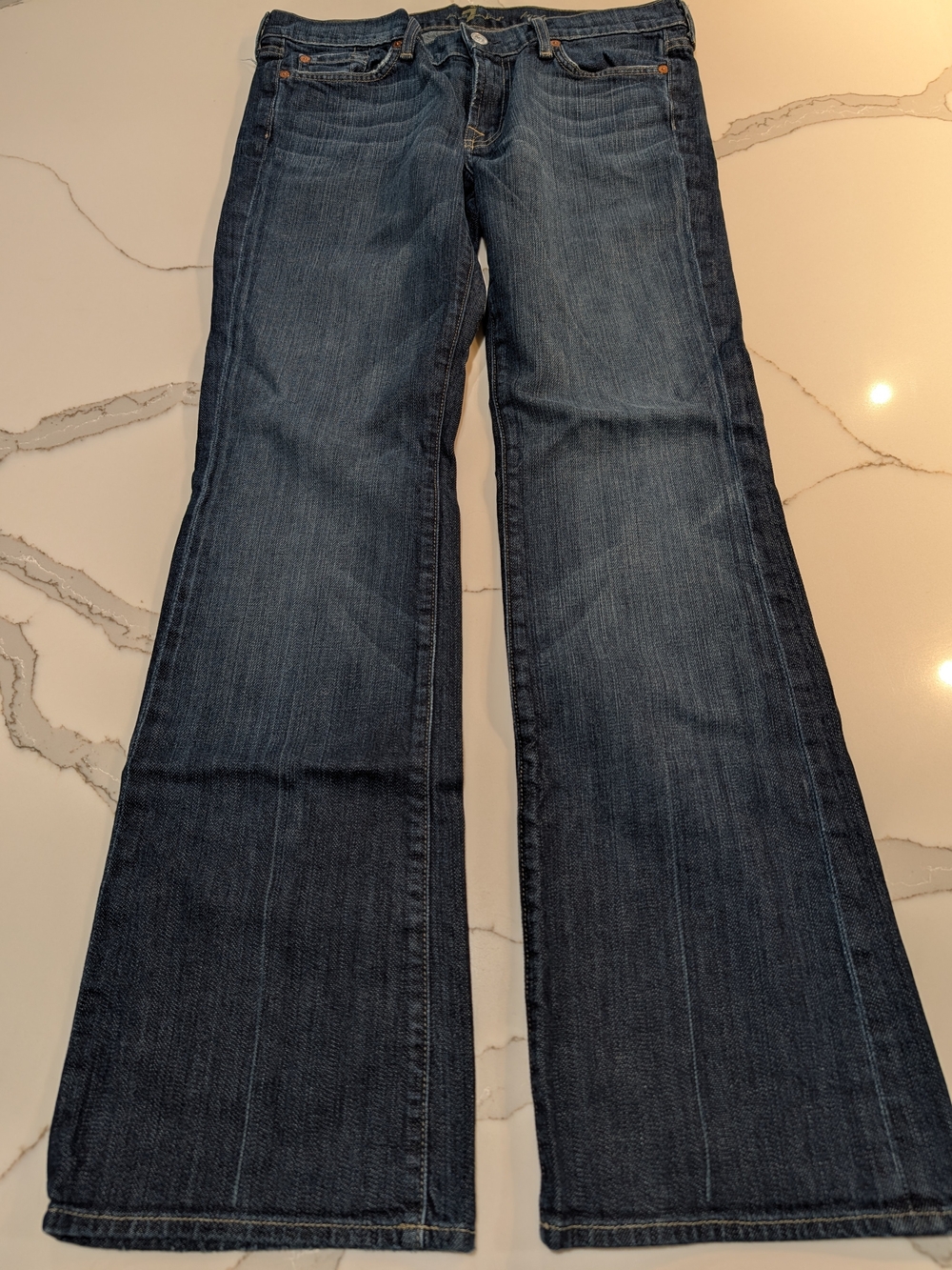 Seven 7 Dark Blue Wide Leg Boot Cut Jeans